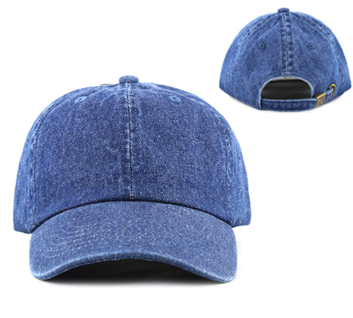 100% Cotton Stone Wash Jean Baseball Cap Blue (Dozen)